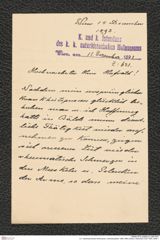 k.k. naturhistorisches Hofmuseum, Intendanzakten 1885-1896 (Hauer), Aktenzahl Z.621/1893, Seite 1